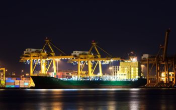 Container cargo freight ship at port
